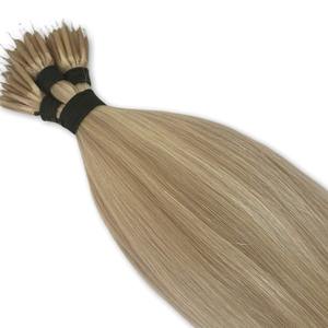 Extensions de cheveux humains Remy 12A I-Tip, lisses # 51/60 Mélange Champagne Platine Blond Doux - Product Image 3