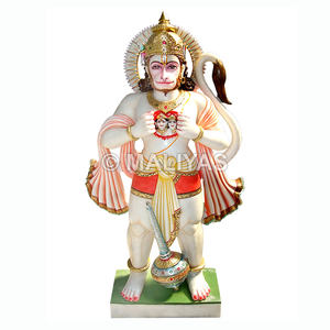 White Hanuman Ji Murti | Pure Marble Hanuman Statue for <b>Home</b> <b>Temple</b> & Pooja - Product Image 1