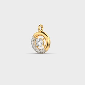 Collier pendentif de luxe en or 18 carats plaqué or, diamant rond taille brillant, serti en canal, chaîne à maillons pour femme - Product Image 3