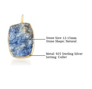 Colgante de ópalo azul crudo de Plata de Ley 925 chapado en oro de 18K Vermeil cristales curativos hechos a mano suministros de joyería al por mayor - Product Image 2