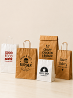 Sac en papier kraft brun de qualité alimentaire imprimé avec logo personnalisé, écologique, biodégradable, pour emballages à emporter, pain, en-cas, sandwichs