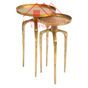 Meubles de table gigogne en métal faits à la main pour le bureau à domicile et l'hôtel ensemble décoratif de 2 accessoires de meubles - Product Image 3