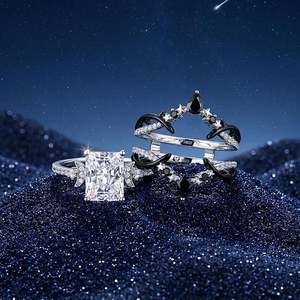 Jeulia Luna Astra Thorn Radiant Cut Moon and Star Engagement Ring Set - Product Image 4