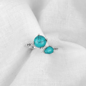 Elegante anillo de Plata de Ley 925 turquesa lindo clásico ecológico hecho a mano joyería fina mujeres regalo religioso cristiano - Product Image 3