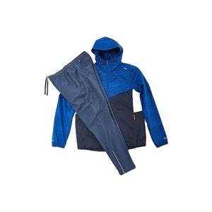 High Men Winter Windbreaker Set Breathable Waterproof Polyester Jacket Pants Matching Two Piece Set <b>Hooded</b> <b>Zip</b> Elastic Solid - Product Image 1