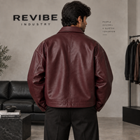 Veste en cuir de vachette bordeaux surdimensionnée pour homme, style vintage, luxe, cuir véritable, fournisseur OEM personnalisé