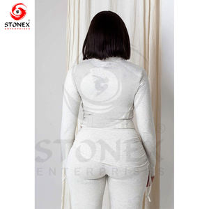 Conjuntos de invierno Conjunto de chándal Cremallera con pantalones acampanados Crop para mujer Ropa de mujer de dos piezas - Product Image 2