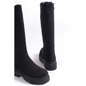 Bottes à talons zippés en daim noir pour femmes - Product Image 5