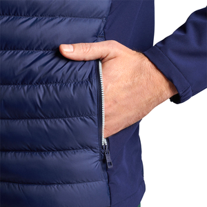 Veste matelassée d'hiver pour homme en toile imperméable et coupe-vent avec fermeture éclair semi-zippée et doublure en fourrure de mouton, style décontracté - Product Image 4