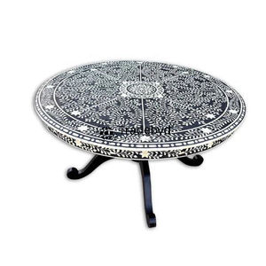 Table basse console en incrustation d'os de style bohème meuble décoratif fait à la main par Tradebyd - Product Image 3