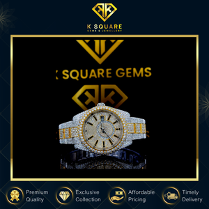 Montre à bracelet en diamant moissanite résistante à l'eau, à quartz automatique, en acier inoxydable, analogique, de luxe, unisexe, très demandée - Product Image 5