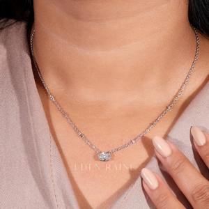 Elegante Collar con Colgante Solitario de Diamante Moissanite de Corte Oval, Estilo Oriental, con Plata 925, Joyería Fina Minimalista para Mujer - Product Image 4