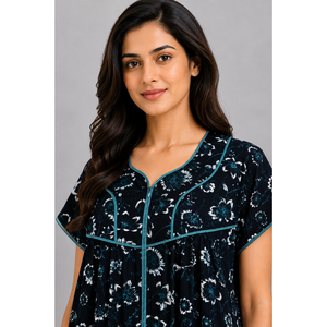 Evolove Women's Soft <b>Sleeveless</b> Sleep Dress Dark Navy Free Size Breathable & Sustainable - Product Image 2