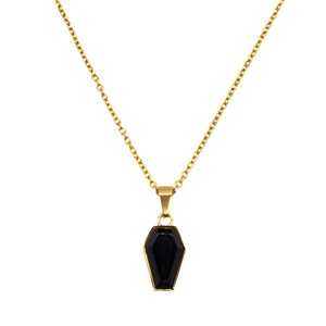 Coffin Black <b>Onyx</b> Pendant Jewelry Silver Plated Pendant Coffin Pendant Bezel Jewelry Loop <b>Necklace</b> - Product Image 1