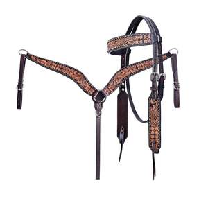 Ensemble de harnachement de cheval occidental en cuir véritable marron de haute qualité - Product Image 1