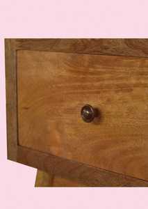 Table de chevet en bois massif moderne du milieu du siècle avec deux tiroirs Table de chevet - Product Image 5