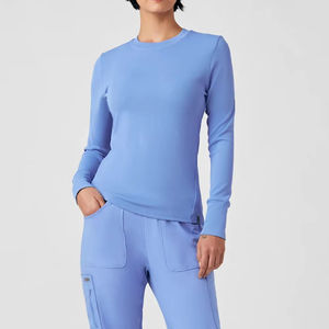 T-shirt médical à manches longues pour femmes, en chenille brodée, accessoires sous les blouses, t-shirt à manches longues pour infirmières, sous-vêtements pour blouses - Product Image 6