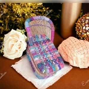 Cómoda y colorida Silla de playa de fibra de ratán, sillas de jardín para niños soleados, silla de salón, cuna portátil de ratán, tumbona para bebé - Product Image 1