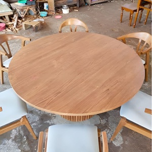 Ensemble de table à manger ronde en bois avec chaises rembourrées, meubles de salle à manger modernes pour la maison, l'hôtel, l'appartement et la villa (7 pièces) - Product Image 6
