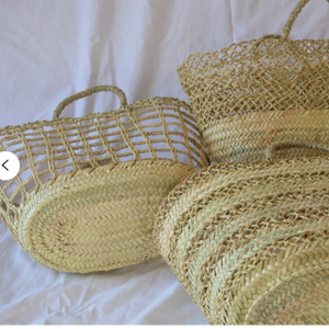 Ensemble de 3 sacs en paille marocains faits à la main, sacs de demoiselle d'honneur, articles essentiels faits à la main, tendance, vente en gros - Product Image 1