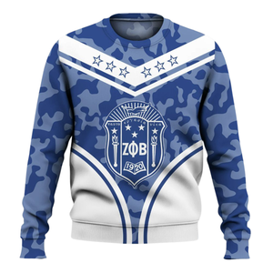 Sweat-shirt à col rond bleu Zeta Phi Beta pour femmes, pull brodé de la sororité grecque 1920 - Product Image 1