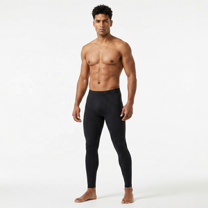 <b>Men's</b> Full Length <b>Compression</b> Leggings Solid Black Spandex Nylon Elastic Waist Workout Yoga <b>Tights</b> - Product Image 4