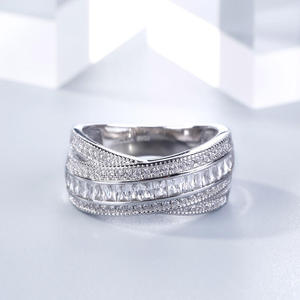 Jeulia <b>Cross</b> Round Cut Sterling <b>Silver</b> Women's Diamond Band <b>Ring</b> - Product Image 5