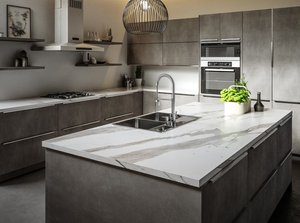 Gabinete de cocina de diseño europeo de lujo JY Vietnam, encimera de mármol RTA, nuevo diseño, incluye accesorios deslizantes para cajones, competitivo - Product Image 6