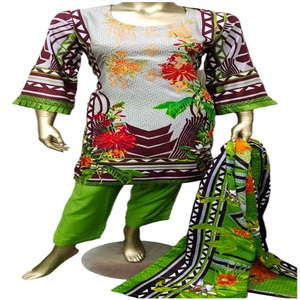 Últimas señoras Readymade trajes de lino bordados Lenin pakistaní moda botón decoración silueta recta fiesta de mujer - Product Image 1
