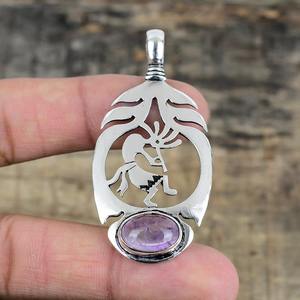 Pendentif en améthyste pour femmes Bijoux en argent de style bohème Bijoux en argent sterling 925 Pendentif fait main tendance Cadeau pour elle - Product Image 5