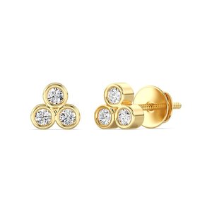 Lab Grown Diamond Three <b>Stone</b> Stud Earrings - Product Image 1