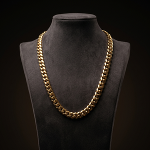 Collar unisex de eslabones entrelazados estilo Miami cubano, chapado en oro de 14K, tono cálido de lujo, cómodo para uso diario. - Product Image 1