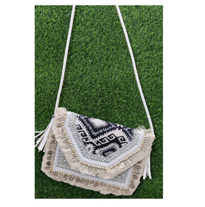 Bolso de mano bohemio con cuentas de diseñador para mujer, bolso de hombro hecho a mano con cremallera bordada, estilo Hobo, bolso de compras de noche indio para fiestas - Product Image 2