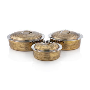 Hotpot de doble pared con acabado dorado, hecha a mano cazuela de excelente calidad, calentador de alimentos de Metal de diseñador superventas - Product Image 5