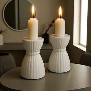 Bougeoir en céramique de qualité supérieure Finition blanche Bougeoir en céramique de haute qualité Doublure Texture haute sur demande 2025 - Product Image 3