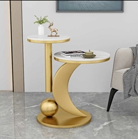 Table basse moderne de haute qualité, table d'appoint luxueuse, cadre en fer, plateau en marbre, meubles de salon écologiques pour un nouveau cadeau de maison