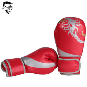 Guantes de boxeo de lucha profesional para hombre, nuevo diseño 3D, logotipo personalizado, rojo, negro, piel de vaca, guantes de boxeo de cuero Pu - Product Image 4