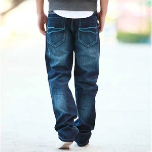 2025 New Street Casual Baggy Jeans Hombres Moda coreana Bordado Hip Hop Pantalones rectos de pierna ancha Negro Azul claro Denim - Product Image 6
