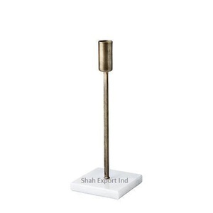 Bougeoir conique en métal doré de qualité supérieure avec base ronde en marbre pour la décoration d'éclairage de table pour les fêtes d'événements à la maison - Product Image 5