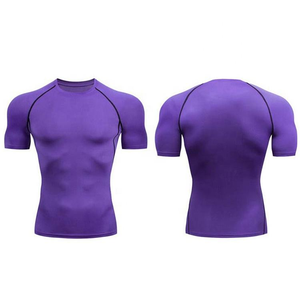 T-shirt de course à compression pour homme Slim Fit UPF50 Manches courtes Rash Guard MMA Gym - Product Image 5