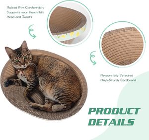 Oval Cardboard <span class=keywords><strong>Cat</strong></span> Scratcher Bett und <span class=keywords><strong>Lounge</strong></span>, langlebiges Wellpappen-<span class=keywords><strong>Scratch</strong></span>-Pad für Innen katzen, Klauen-Schleif spielzeug im Skateboard-Stil - Product Image 3