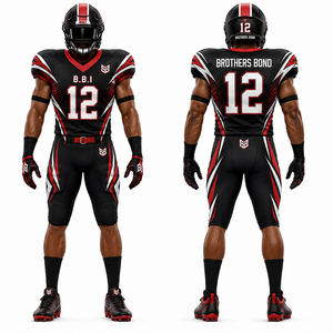 Custom American Football Uniform Men Sublimated Team Jersey Pants Set Black Gold White Personalized Number Breathable Sportswear - Product Image 4