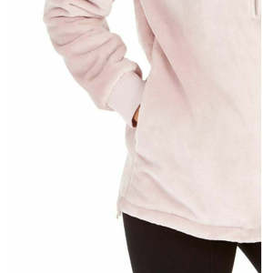 Felpa con cappuccio rosa in pelliccia sintetica Ideology da donna, traspirante, in seta, con zip a un quarto e motivo crop top, taglia unica per l'autunno - Product Image 3