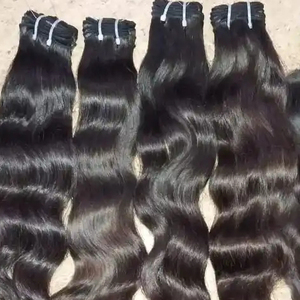 Extensiones de cabello humano Remy virgen ondulado del cuerpo sedoso trama suave India peruana cruda sin procesar 8 pulgadas de longitud trama Doble - Product Image 2