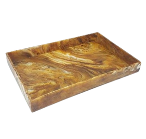 Plateau décoratif en résine de forme unique avec poignée en métal poli doré Plateau de service Nouvelle arrivée Plateau en résine de qualité supérieure - Product Image 2
