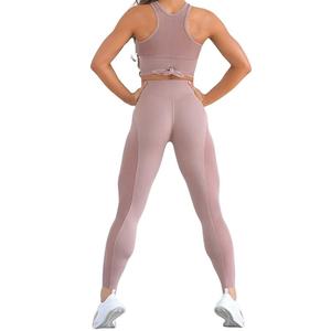 กางเกงเลกกิ้งออกกำลังกายผ้าสแปนเด็กซ์/ โพลีเอสเตอร์เอวสูงพร้อมโลโก้ออกแบบได้ตามต้องการ - Product Image 5