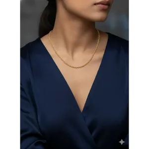Collier en or blanc et jaune 14 carats, chaîne torsadée, style religieux classique, type chaîne de Singapour, chaîne corde et chaîne serpent - Product Image 1