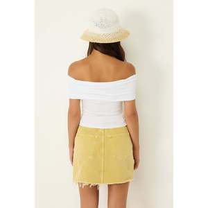 Blusa de Fiesta Otoñal con Logotipo Bordado, Cuello Descubierto con Volantes, Estilo Casual, Satén, Seda, Chifón, Encaje Tejido, Talla XL, Holgada - Product Image 4