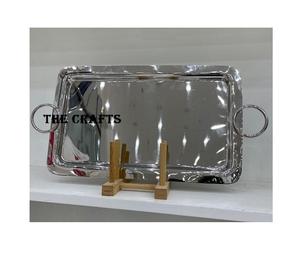 Trending Design Plateau de service alimentaire en acier inoxydable Forme rectangulaire Ustensiles de cuisine Plateau de service à thé et à café en Inde - Product Image 4