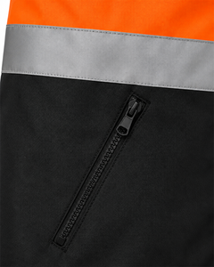 Veste de sécurité haute visibilité réfléchissante, résistante à l'eau, orange et noire, en tissu Oxford, unisexe, vêtements de travail industriels, coques personnalisées en gros - Product Image 6